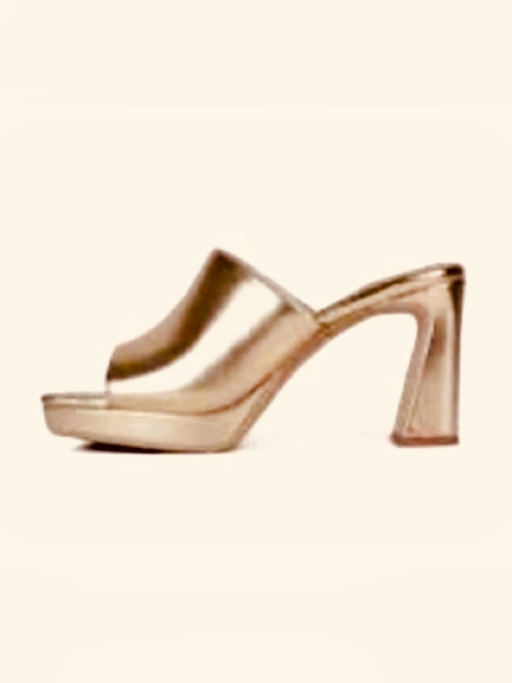 JEFFREY CAMPBELL Caviar Mule Heel Slide Sandals in Light Gold Metallic